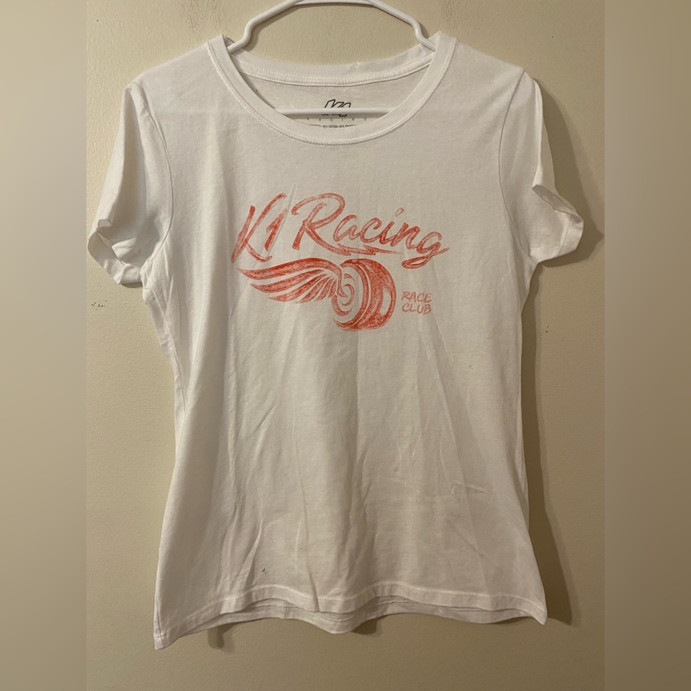 Women’s White Red K1 Racing‎ Round Neck T-Shirt Size XL Carting